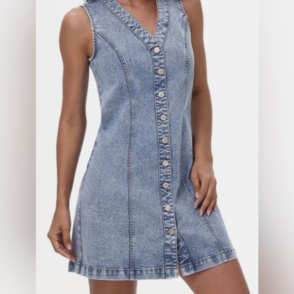 Frye Blue Denim Button-Down Dress